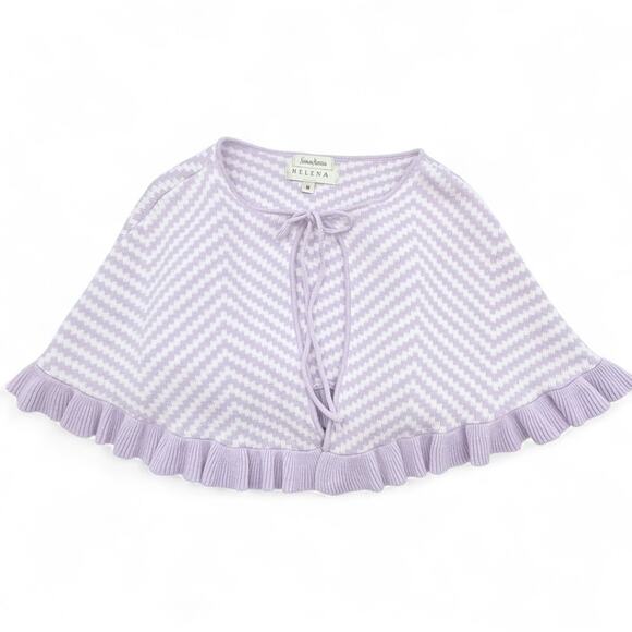 Helena Neiman Marcus Girls Knit Cape Poncho M Chevron Ruffle Princesscore Purple - Picture 1 of 11